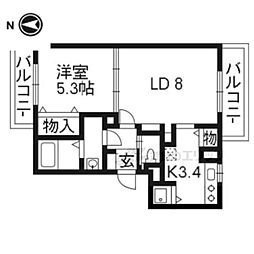 JR東海道・山陽本線 向日町駅 徒歩20分の賃貸アパート 2階1LDKの間取り