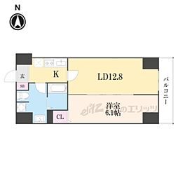阪急京都本線 大宮駅 徒歩6分の賃貸マンション 6階1LDKの間取り