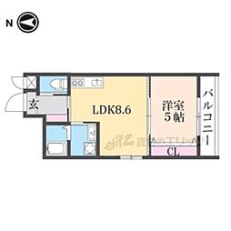 LeiUmekoji 1LDKの間取図画像