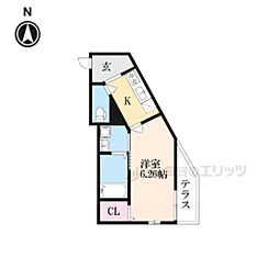KTIレジデンス深草 1Kの間取図画像