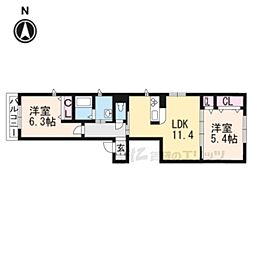 エコフォーティーン 2LDKの間取図画像