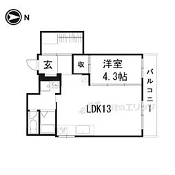 横大路辻村ビル 2DKの間取図画像