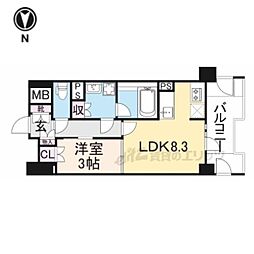 レーベン京都河原町 1LDKの間取図画像