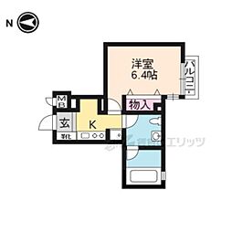 アーバンフラッツ四条西洞院 1Kの間取図画像
