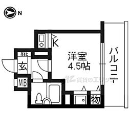 ライオンズマンション東洞院 ワンルームの間取図画像