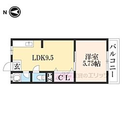 木村工業マンション 1LDKの間取図画像