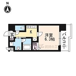 アスヴェル京都堀川高辻 1Kの間取図画像