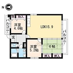 嶋津マンション 3LDKの間取図画像