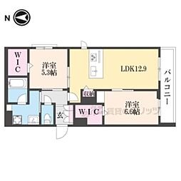ベリッシマ東向日 2LDKの間取図画像