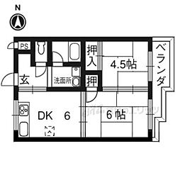 レジデンス山手 2DKの間取図画像