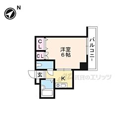ヤマシナアーバンコテージ 1Kの間取図画像