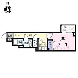 ヒカルサ京都伏見深草 1Kの間取図画像