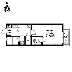 ベルメゾン御陵 1Kの間取図画像