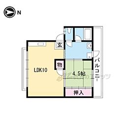 山伴マンション 3階1LDKの間取り