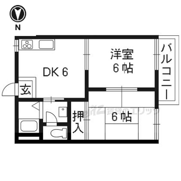 京都府京都市南区西九条大国町(賃貸アパート2DK・2階・35.00㎡)の写真 その2