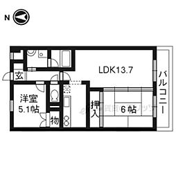 近鉄京都線 向島駅 徒歩3分の賃貸マンション 1階2LDKの間取り
