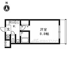 京都地下鉄東西線 東野駅 徒歩3分の賃貸マンション 1階1Kの間取り