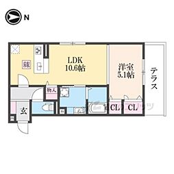 ｖｏｇｕｅ京都桂 3階1LDKの間取り