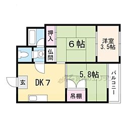 ラ・ぺリオ醍醐 4階3DKの間取り