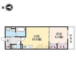 ネクスト伏見 1階1LDKの間取り