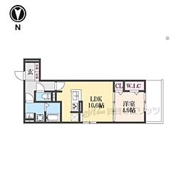 ＤーＲＯＯＭ丹波橋 1階1LDKの間取り