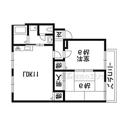 グランシャリオＦ棟 1階2LDKの間取り