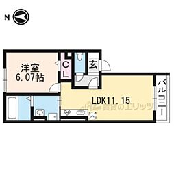 京阪宇治線 黄檗駅 徒歩11分の賃貸アパート 2階1LDKの間取り