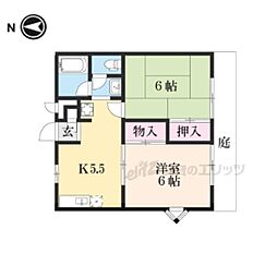 グリーンシャトー 1階2DKの間取り