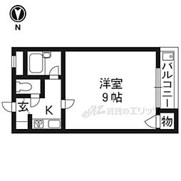 エスポワール桃山 2階1Kの間取り