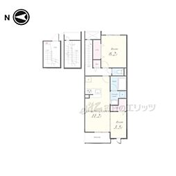 コティ　コルミオ 3階2LDKの間取り