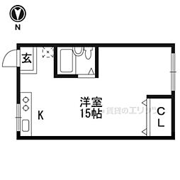 フラット桃山 ワンルームの間取図画像