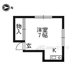 京阪本線 伏見稲荷駅 徒歩8分の賃貸アパート 1階ワンルームの間取り