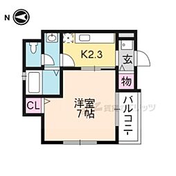 グランスクエア桂東 1階1Kの間取り