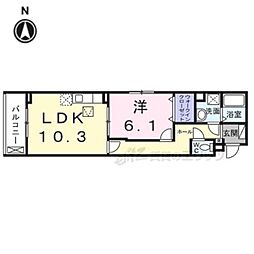 JR東海道・山陽本線 山科駅 徒歩31分の賃貸アパート 1階1LDKの間取り