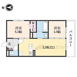 阪急京都本線 桂駅 徒歩15分の賃貸アパート 2階2LDKの間取り