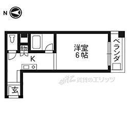 京都地下鉄東西線 小野駅 徒歩5分の賃貸マンション 3階1Kの間取り