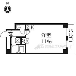 近鉄京都線 向島駅 徒歩15分の賃貸マンション 4階ワンルームの間取り