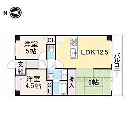 朝日プラザ伏見桂川 4階3LDKの間取り