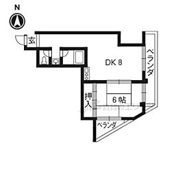 JR東海道・山陽本線 西大路駅 徒歩3分の賃貸マンション 3階1DKの間取り
