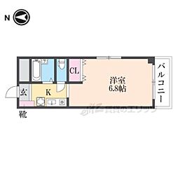 セゾン桃山 3階1Kの間取り