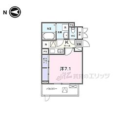 京阪本線 龍谷大前深草駅 徒歩7分の賃貸アパート 1階1Kの間取り