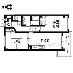 メルベーユ桂 1階2LDKの間取り