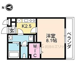 近鉄京都線 大久保駅 徒歩6分の賃貸アパート 3階1Kの間取り