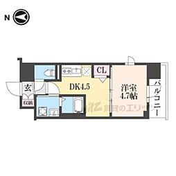 プラシード京都 6階1DKの間取り