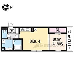 セジュール石田森南 2階1LDKの間取り