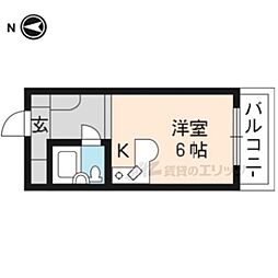 京阪本線 藤森駅 徒歩8分の賃貸マンション 4階ワンルームの間取り