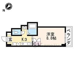 近鉄京都線 小倉駅 徒歩14分の賃貸マンション 3階1Kの間取り