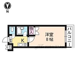 サンヴェール七条 3階1Kの間取り
