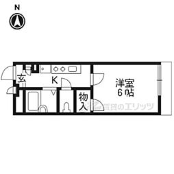 レオパレス立林 1階1Kの間取り