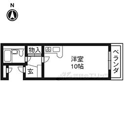 ジョイフル宇治 2階ワンルームの間取り